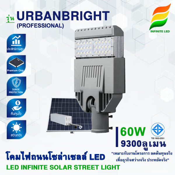 โคมไฟถนนโซล่าเซลล์ LED รุ่น URBANBRIGHT (Professional) 60W