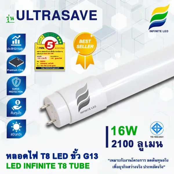 หลอดไฟ LED หลอด LED หลอด LED ยาว LED T8 หลอดนีออน LED - ULTRASAVE 16W 2100