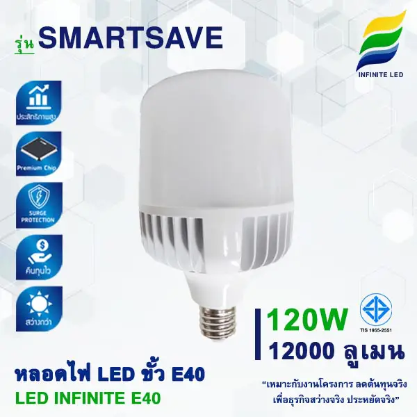 หลอดไฟ LED E40 หลอด LED LAMP E40 หลอด E40 - SMARTSAVE 120W 12000lm